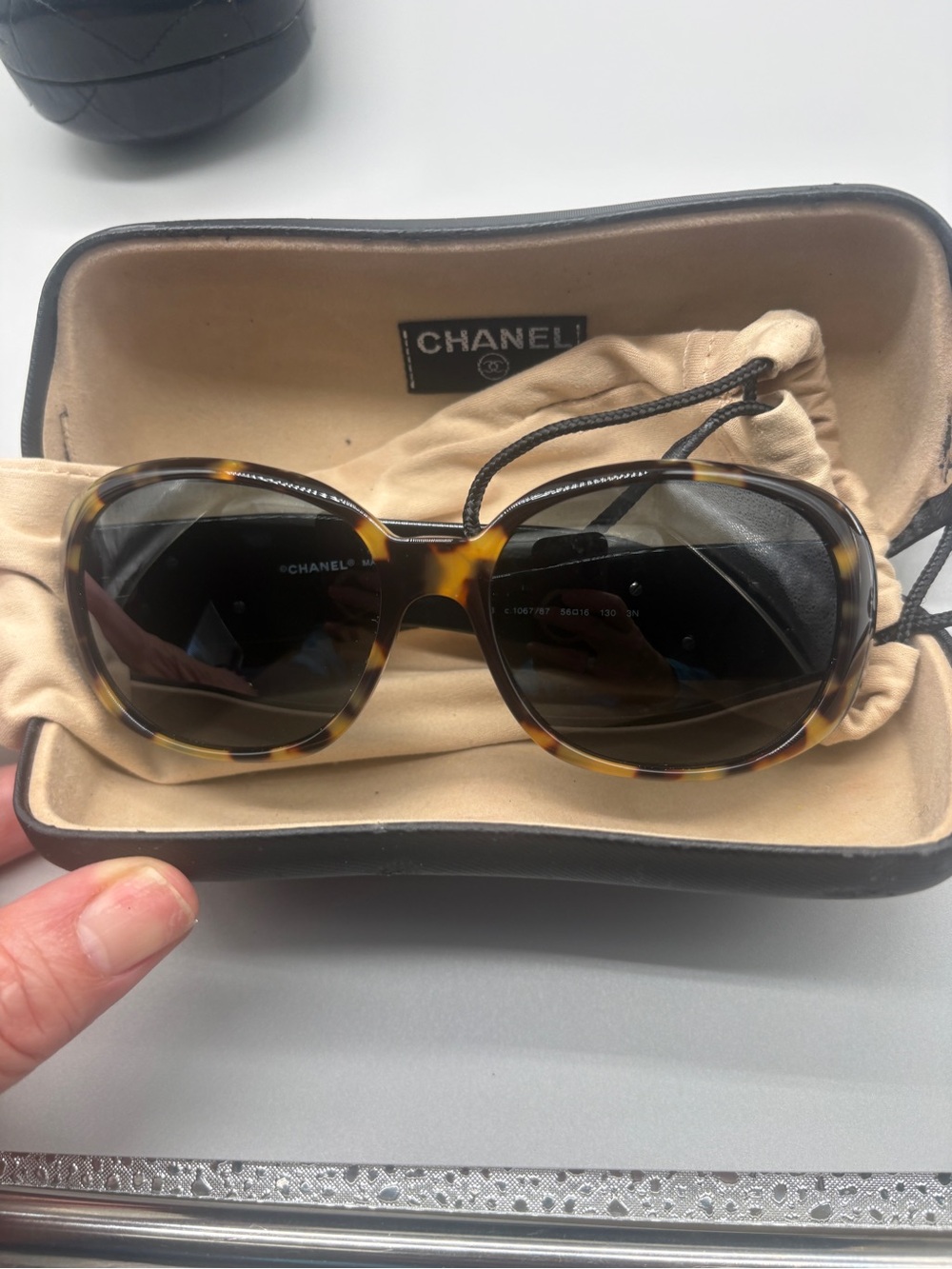 Chanel 5113 Camellia Tortoise Oversized Sunglasses With Case
